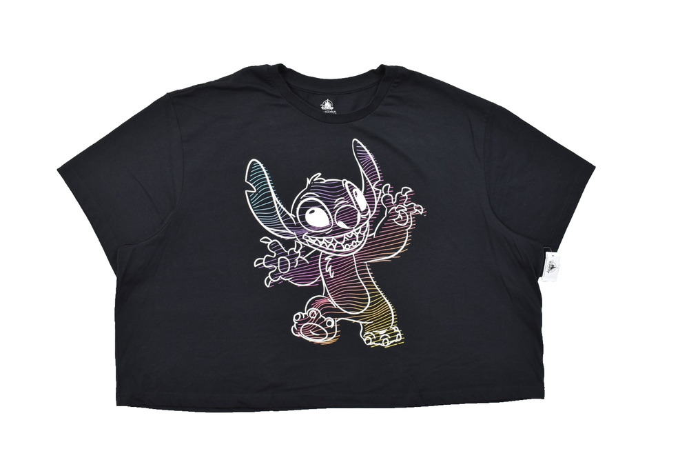 NEW Disney Parks Stitch Crop Graphic Tee Shirt Black Plus Size 3X NWT